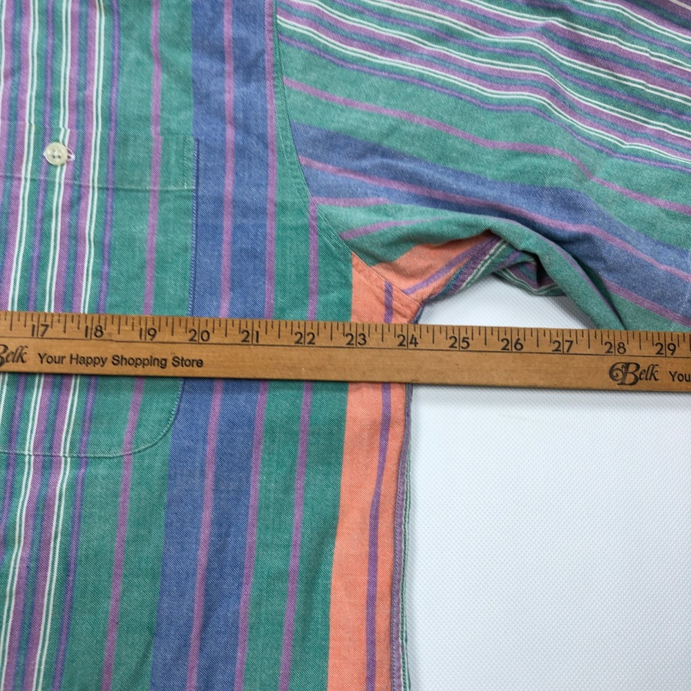 Vintage 90s John Ashford Sport Mens XL Striped Short Sleeve Shirt Boxy - Picture 5 of 8